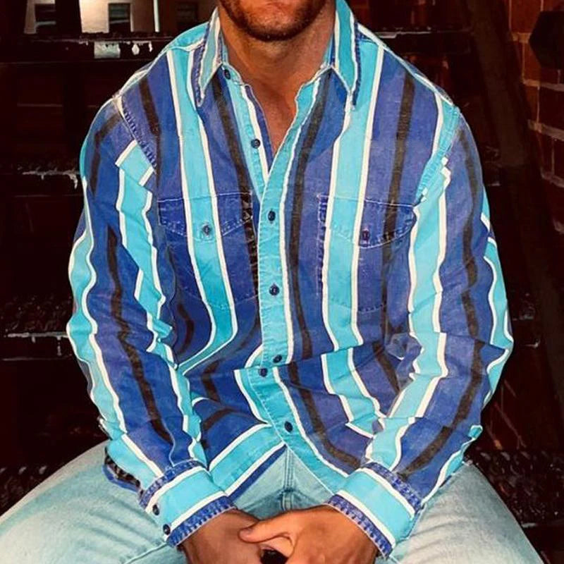 Dominic | Retro gestreept overhemd met lange mouwen