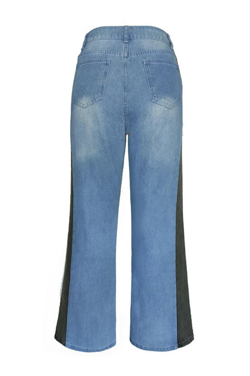 Vicki | Casual midden taille denim jeans met split