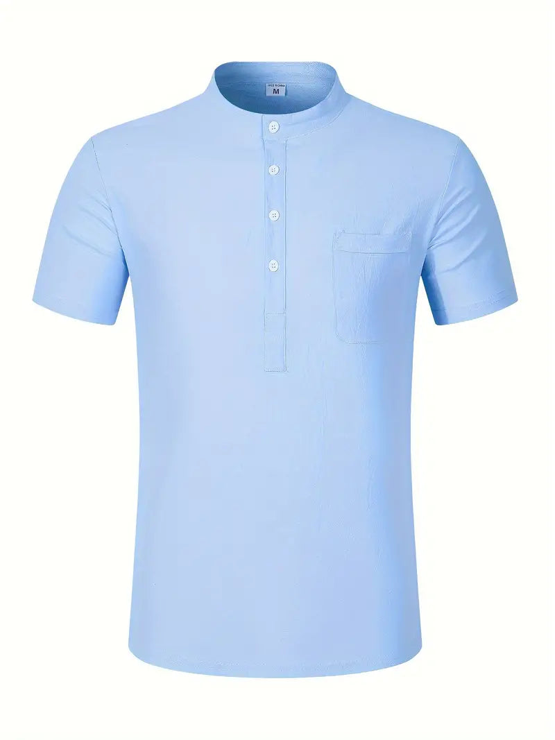 Comfortabel katoenen overhemd met korte mouwen en knoopsluiting