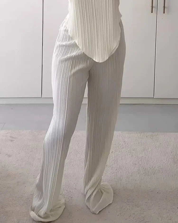 Terry - Mouwloze geplooide tweedelige set