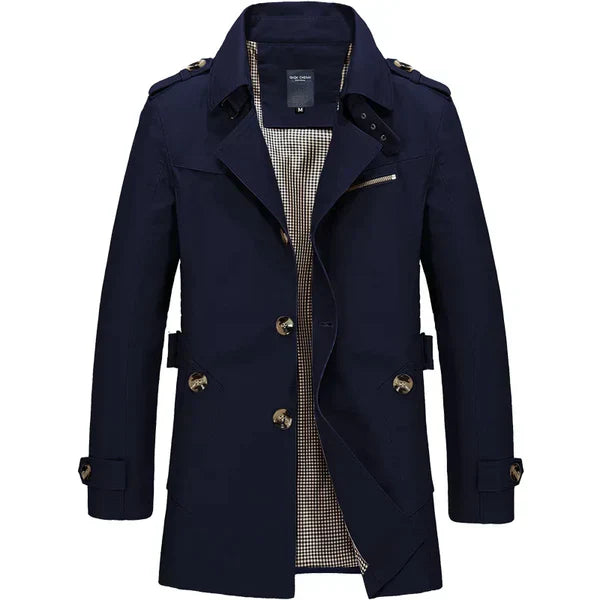 Viggo | Klassieke slanke trenchcoat met knopen voor heren