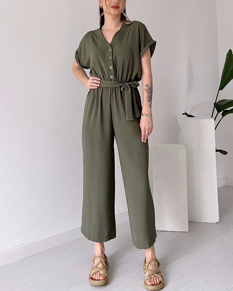Vien | Casual jumpsuit met V-hals en bandje