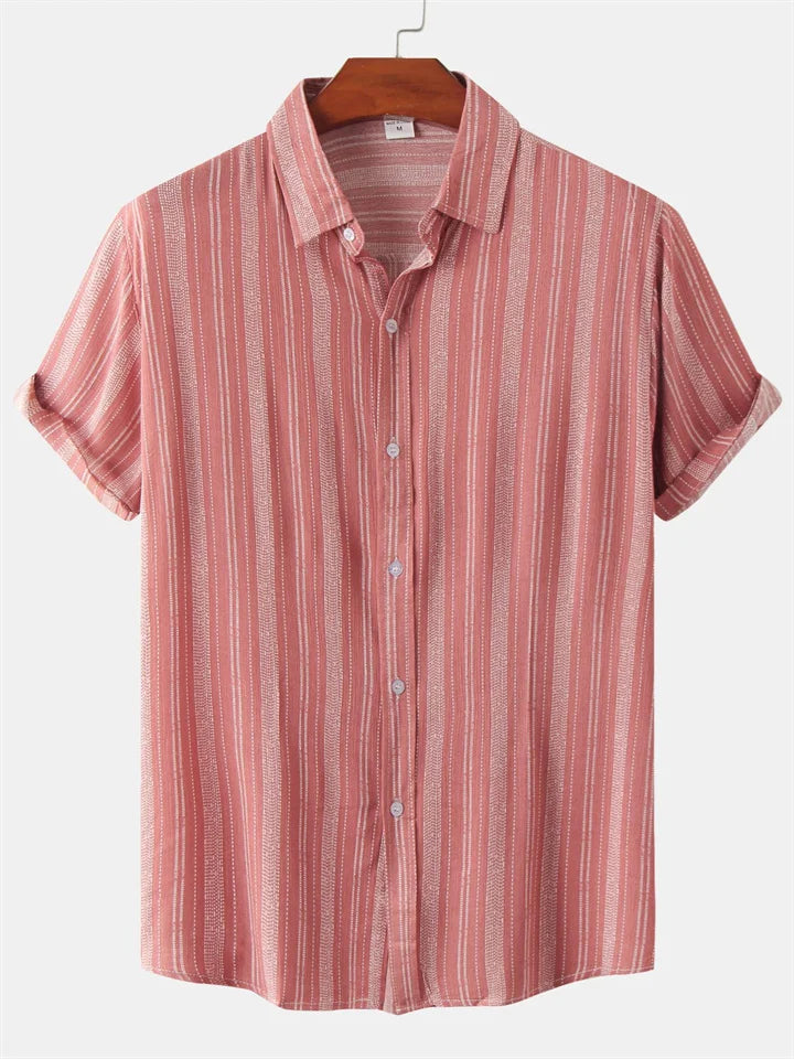 Patrick - Casual Gestreept Overhemd met Korte Mouwen