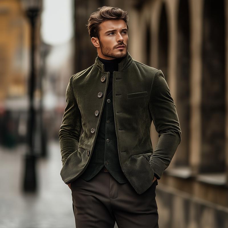 Arnulfo | Retro slim fit blazer met opstaande kraag