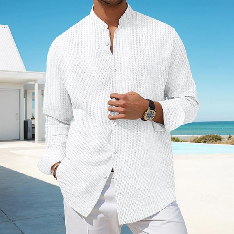 Parker | Elegant Wafel Slim Fit Overhemd met lange mouwen