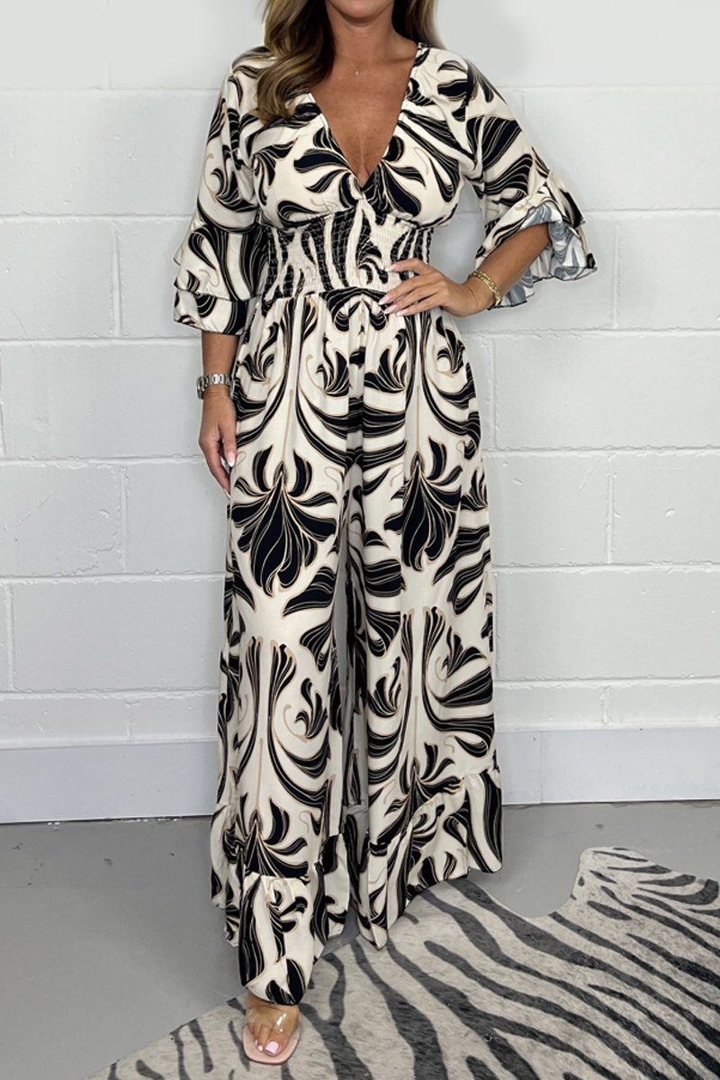 Ariana - Bedrukte jumpsuit met V-hals