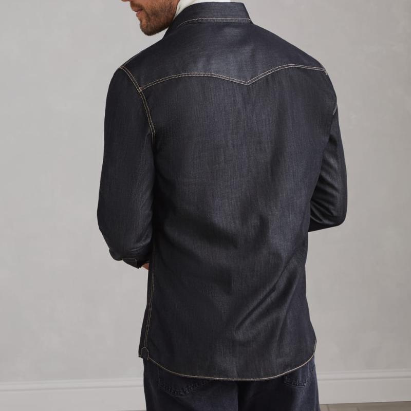 Mats | Retro denim overhemd met lange mouwen