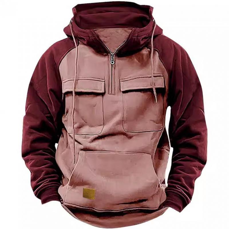 Troy | Kleurblok Cargo Hoodie met Raglanmouwen