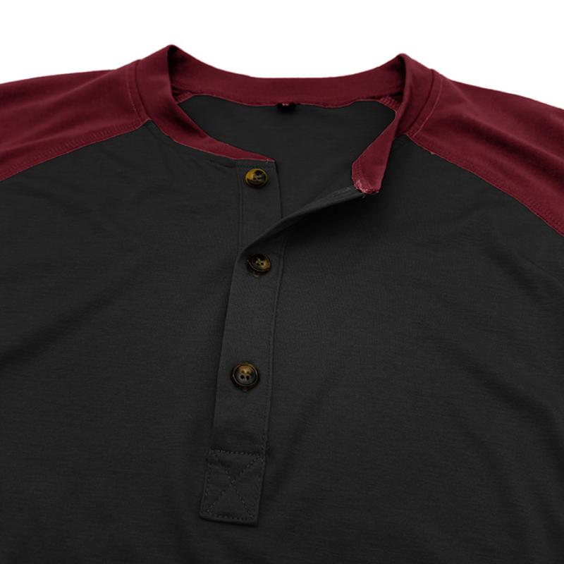 Dimitri | Casual colourblock Henley kraag slim fit T-shirt
