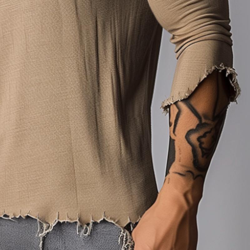 Jethro | Retro T-shirt met lange mouwen en ruwe rand