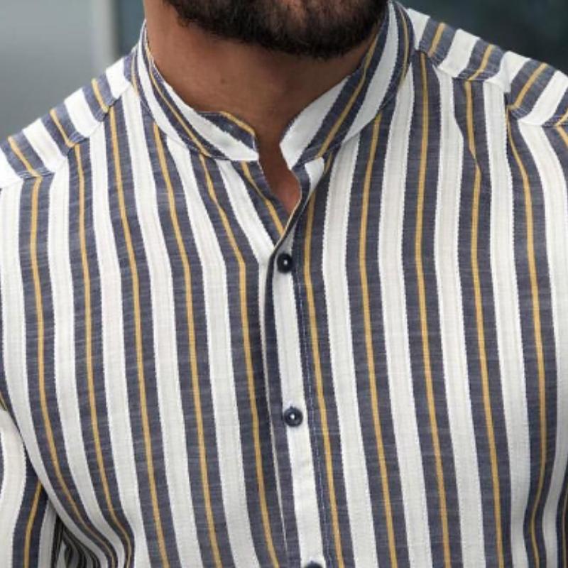 Tobias | Retro Casual Gestreept Overhemd Met Lange Mouwen