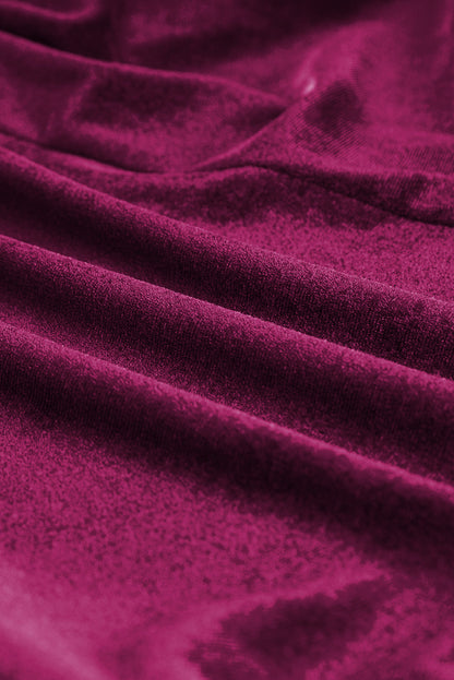 Cosima | Rode Dahlia Fluwelen Romper met Ruches Mouwen