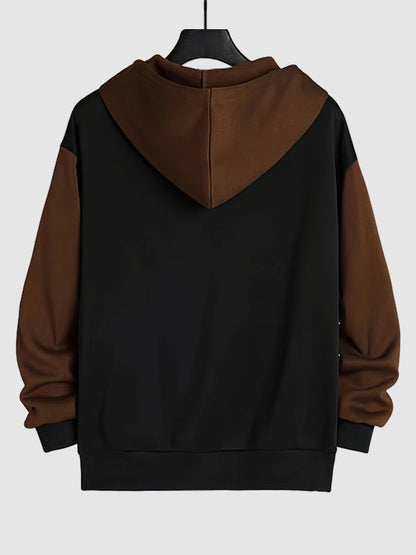 Elmo | Patchwork vest met rits en capuchon