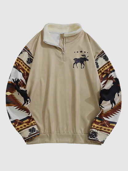Albin | Retro Azteken Sweatshirt met fleece kraag