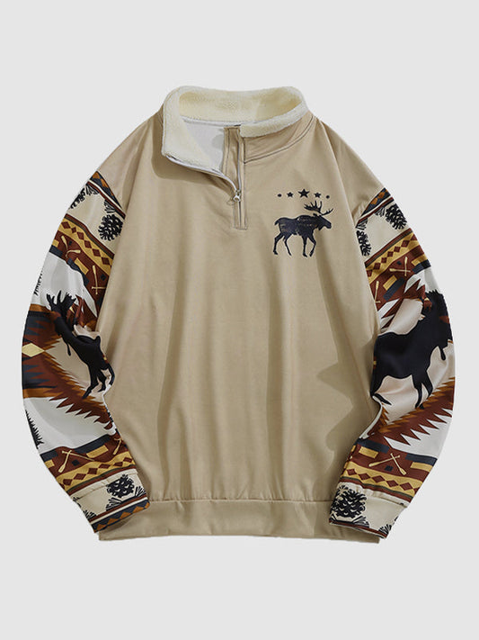 Albin | Retro Azteken Sweatshirt met fleece kraag