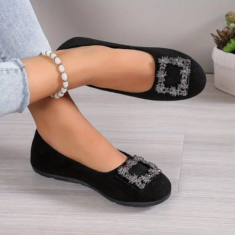 Ballet flat met strass gesp