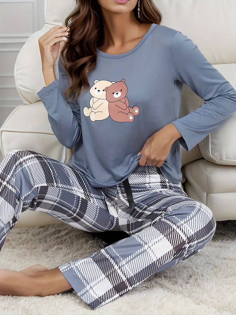 Kline - Gezellige chique pyjamaset met cartoonbeerprint