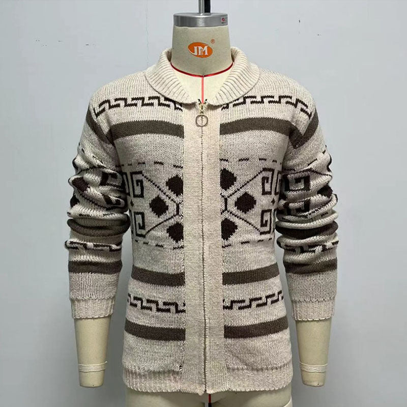 Jairus | Jacquard wollen trui met rits