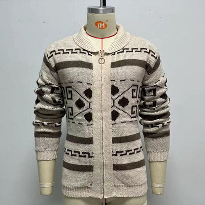 Jairus | Jacquard wollen trui met rits