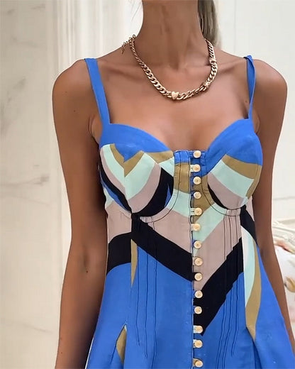 Samantha - Jarretelle Los Bedrukt Knoop Jumpsuit