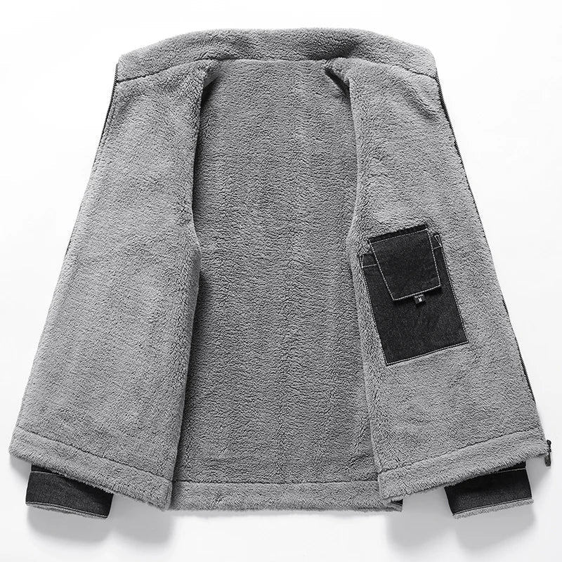 Espen | Vintage denim jack met fleece voering en kraag