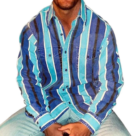 Dominic | Retro gestreept overhemd met lange mouwen