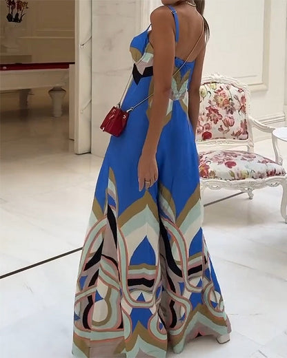 Samantha - Jarretelle Los Bedrukt Knoop Jumpsuit