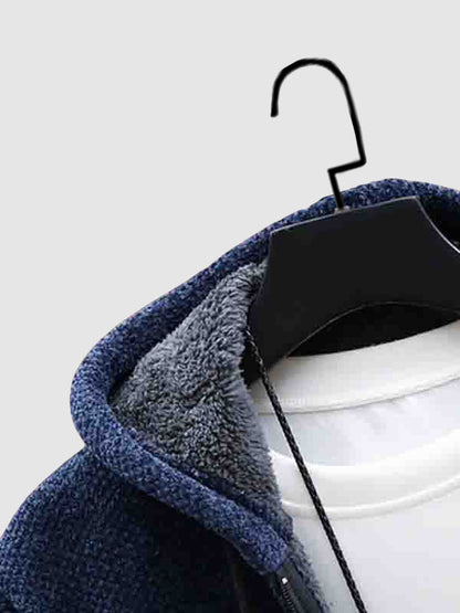 Joris | Fleece gevoerde gebreide lange jas met capuchon