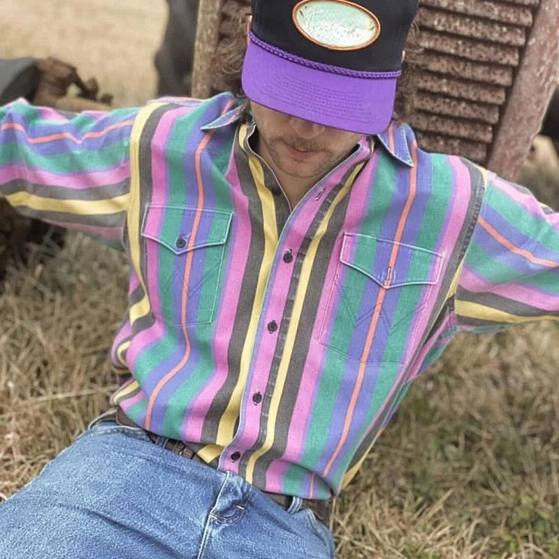 Dominic | Retro gestreept overhemd met lange mouwen