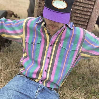 Dominic | Retro gestreept overhemd met lange mouwen