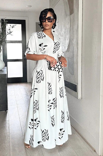 Sidra | Casual print jumpsuit met vleermuishals en mouwen