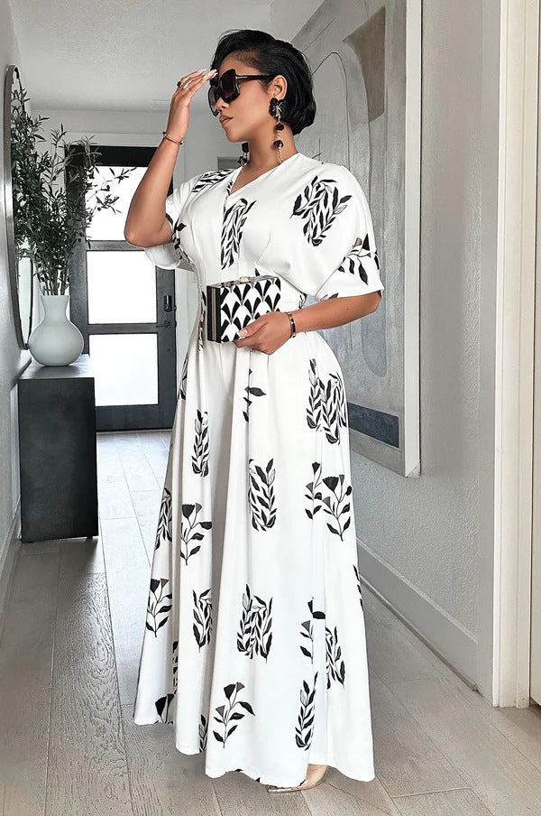 Sidra | Casual print jumpsuit met vleermuishals en mouwen