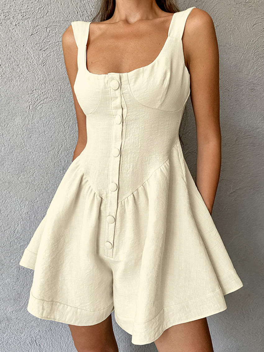 Cameron | Vierkante hals knoop naar beneden losse romper