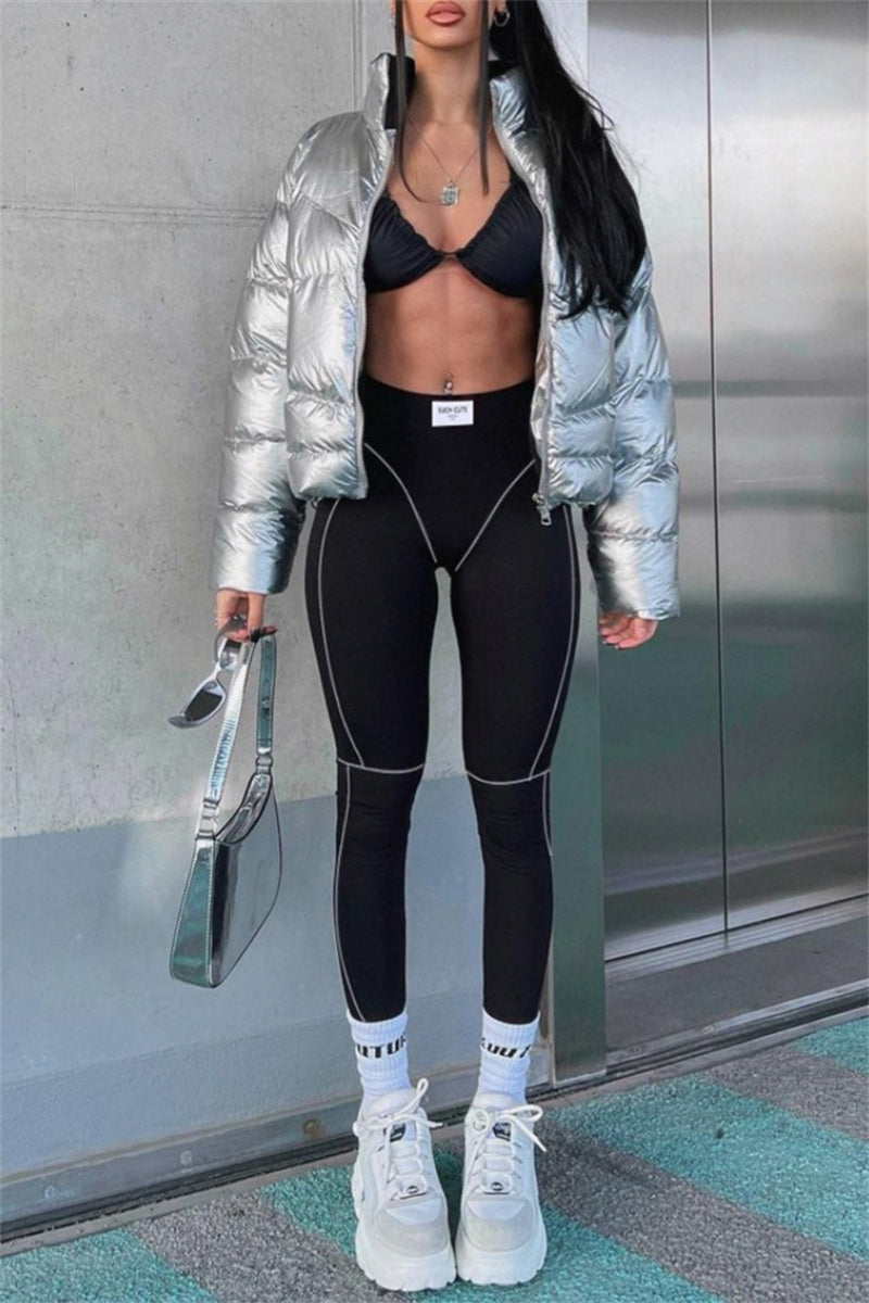 Wiviane | Sportieve skinny elastische broek met hoge taille en contrastnaad