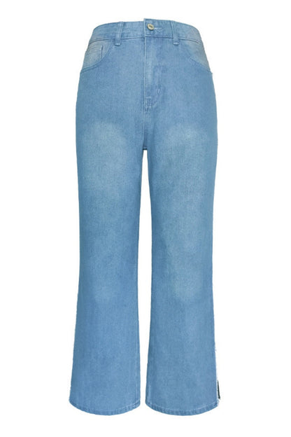 Vicki | Casual midden taille denim jeans met split