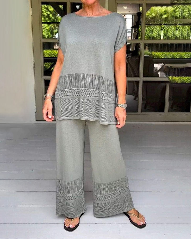 Jessa | Effen Casual Top met Ronde Hals 2-delige Set