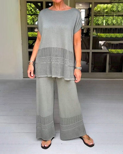 Jessa | Effen Casual Top met Ronde Hals 2-delige Set