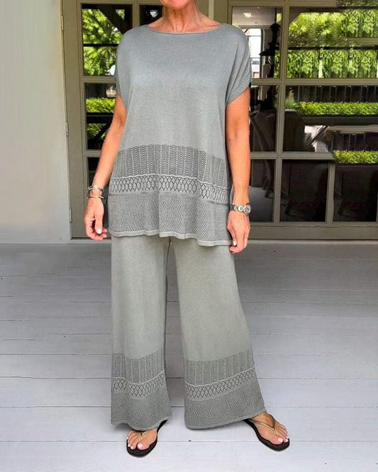 Jessa | Effen Casual Top met Ronde Hals 2-delige Set