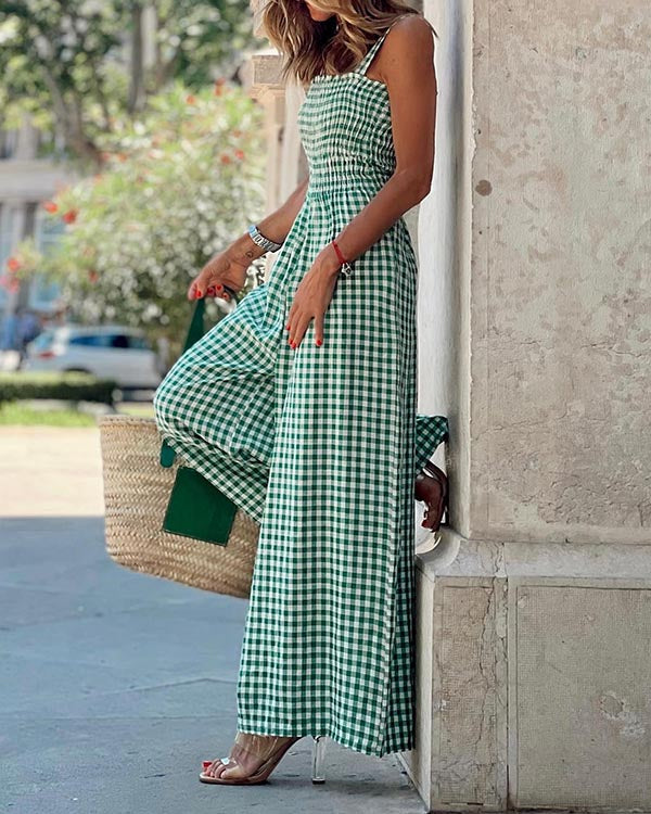 Elaina - Casual geruite jumpsuit