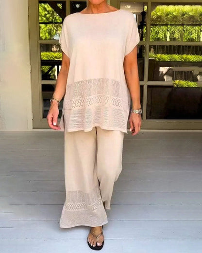 Jessa | Effen Casual Top met Ronde Hals 2-delige Set