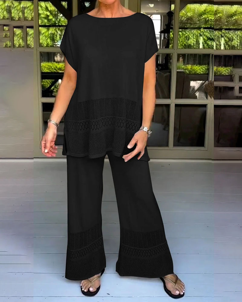 Jessa | Effen Casual Top met Ronde Hals 2-delige Set