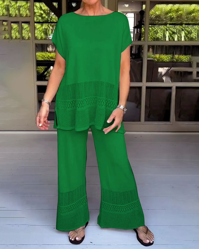 Jessa | Effen Casual Top met Ronde Hals 2-delige Set