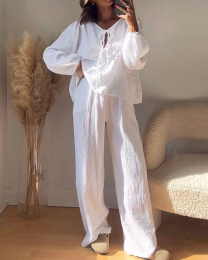 Zahra- Top met kant en broekenset