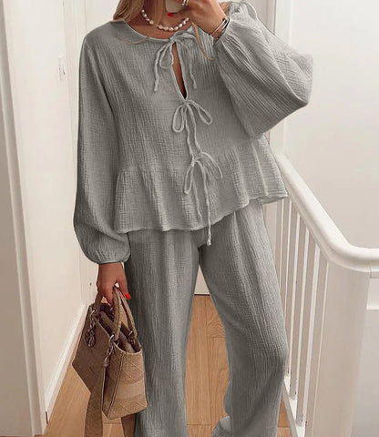 Zahra- Top met kant en broekenset