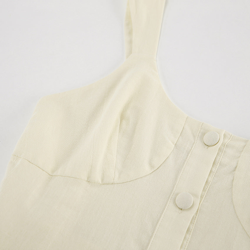Cameron | Vierkante hals knoop naar beneden losse romper