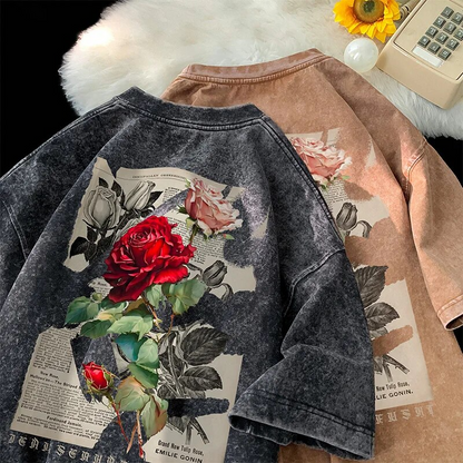 Ridge | Oversized Gewassen Roos T-shirt