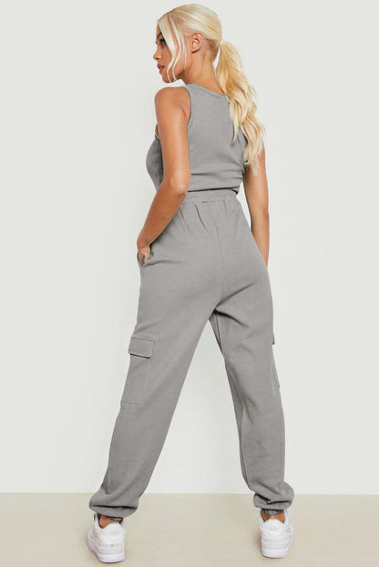 Evanka | Wafel Textuur Cargo Zak Jogger Broek