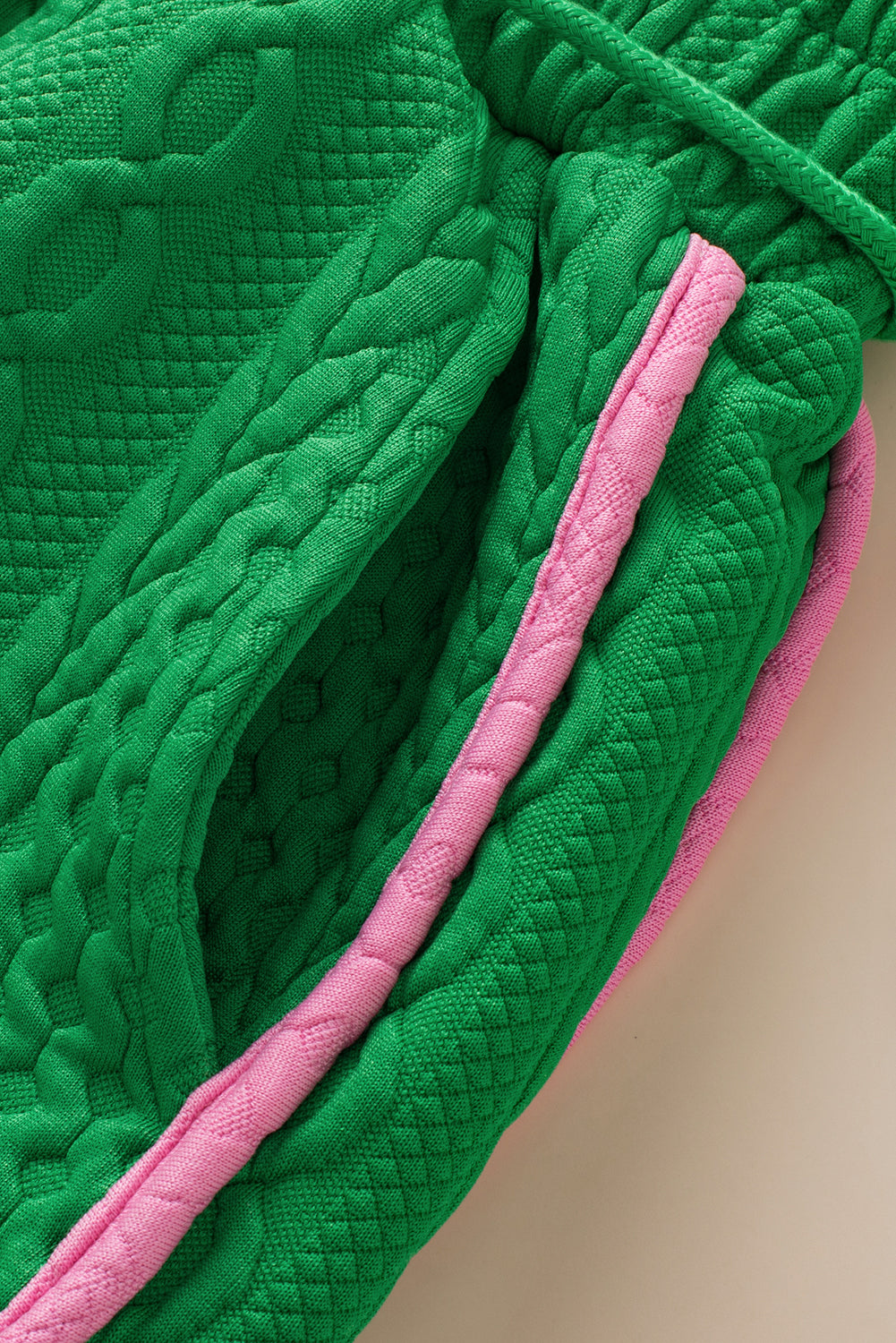 Chanda | Casual Trim Kabel Getextureerde Shorts Set