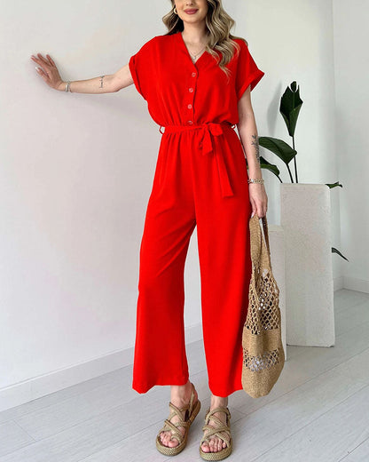 Vien | Casual jumpsuit met V-hals en bandje