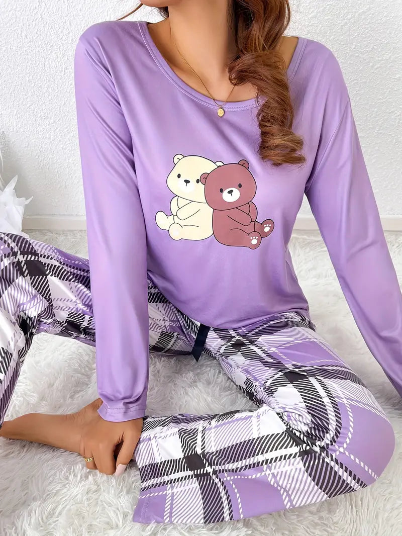 Kline - Gezellige chique pyjamaset met cartoonbeerprint